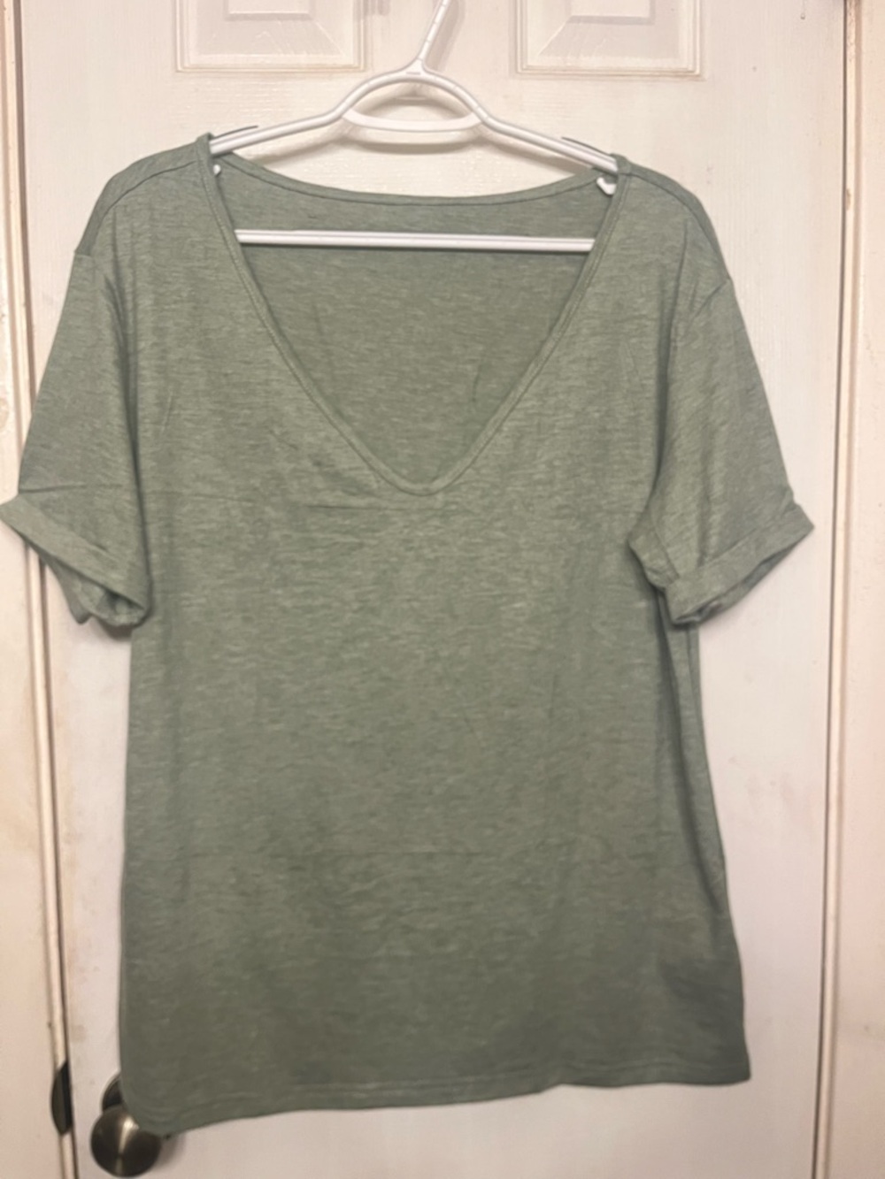 Relaxed V-Neck Tee in Sage Green